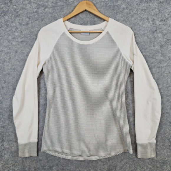 Columbia Women's Thermal‎ Pullover Size M Beige & Tan SMUDGE Cotton/Polyester - Picture 1 of 10